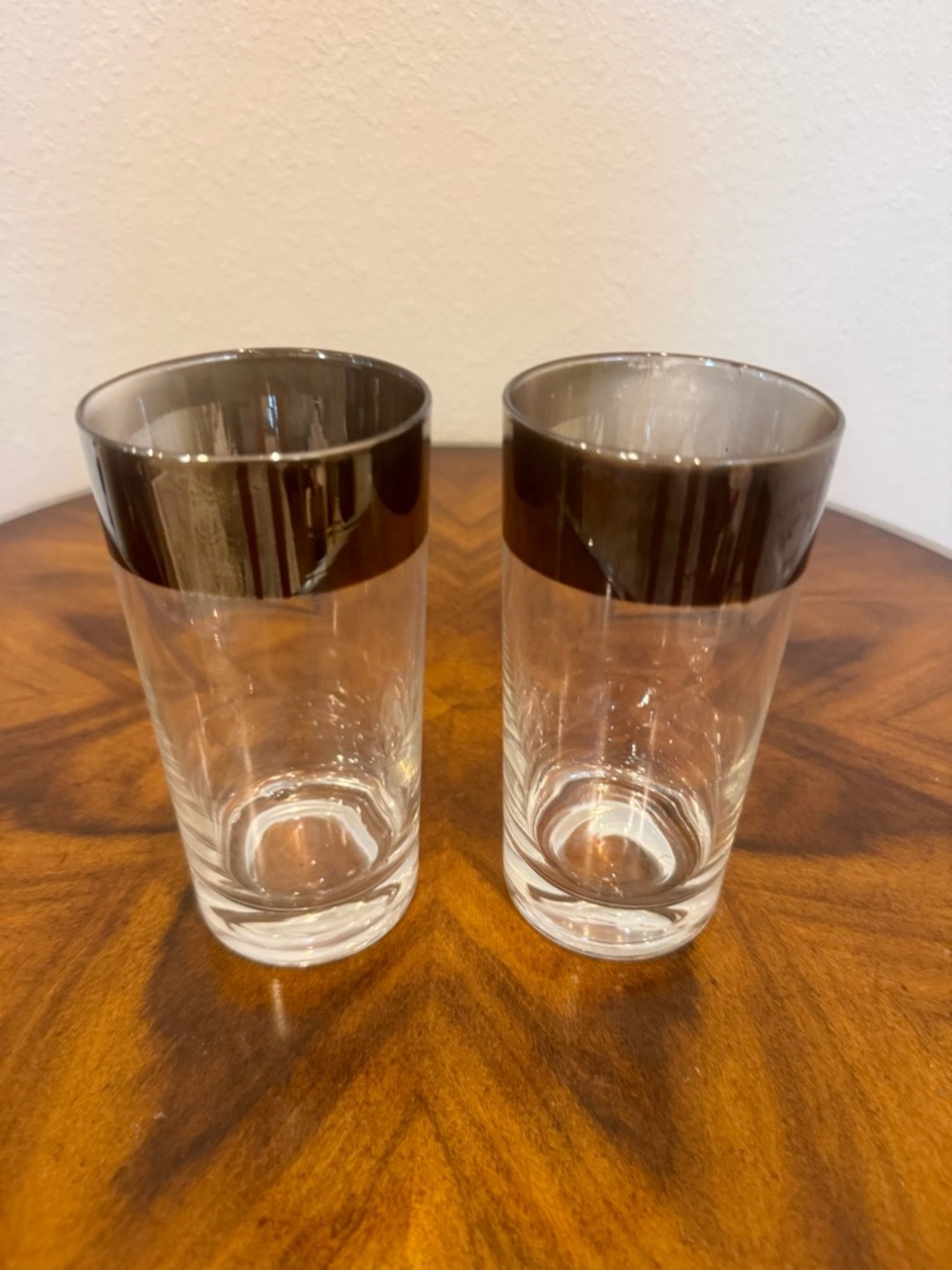 Dorothy Thorpe MCM Silver Rim Highball Glasses- Set of 2 EXCELLENT COND